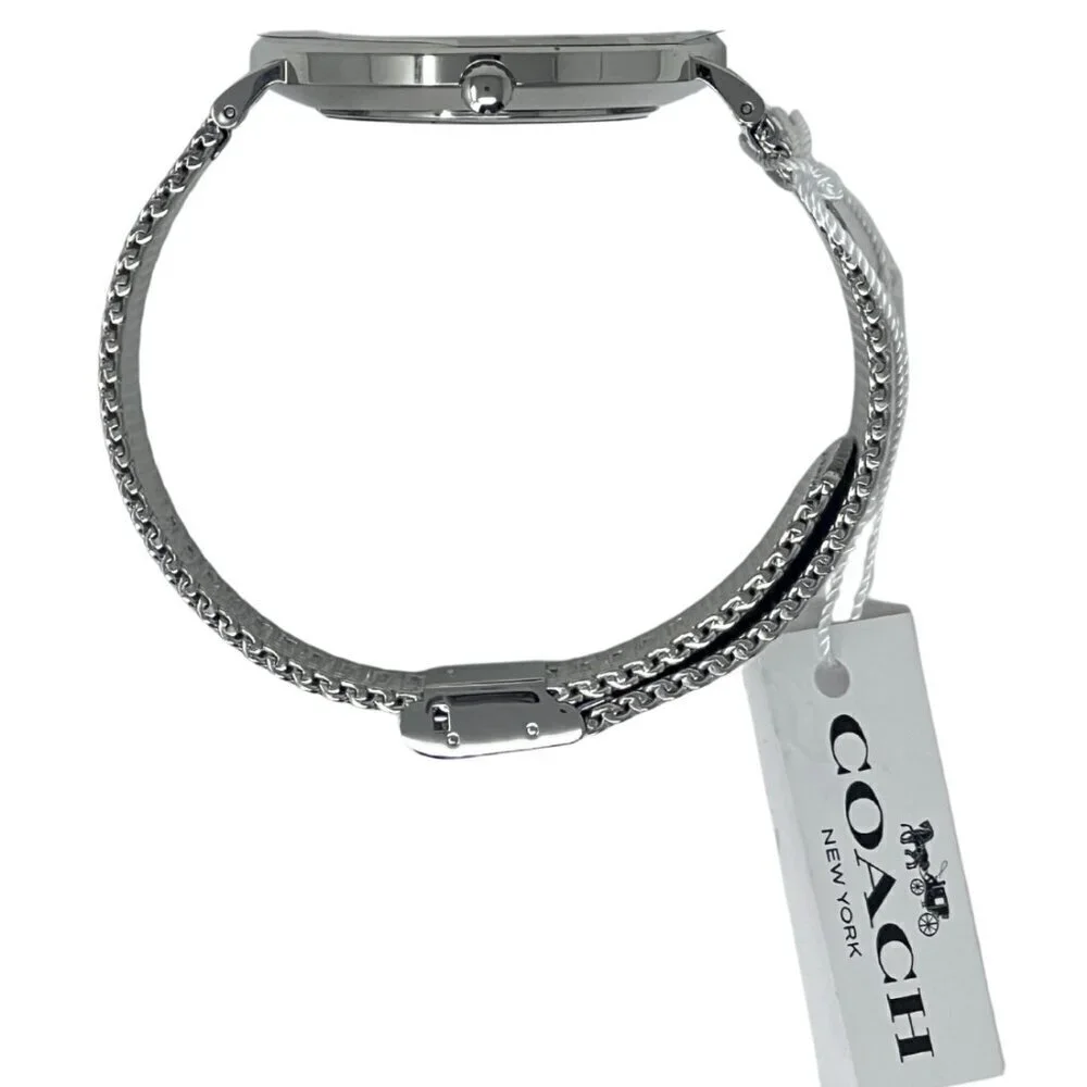 Coach Charles Silver Blue Mesh Bracelet Watch, New